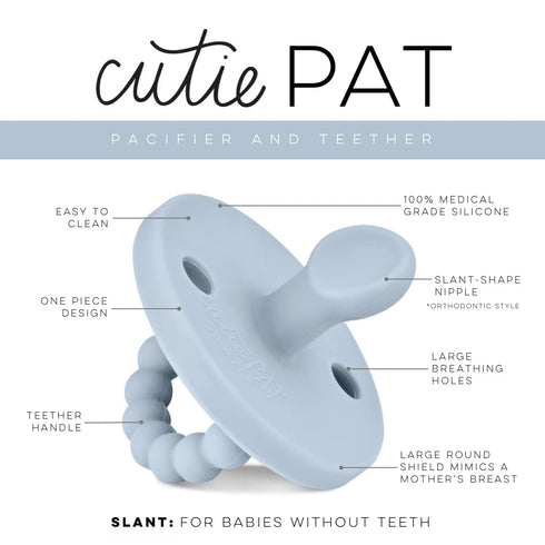 Ryan & Rose Blue Cutie PAT Pacifier Teether - Slant Design for Soothing Relief