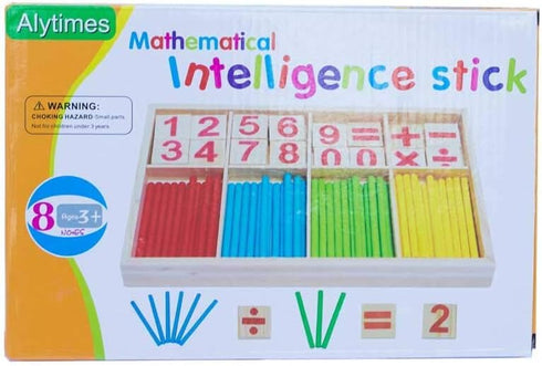 Alytimes Counting Stick Calculation Math Educational Toy, Wooden Number Cards and Counting Rods Box