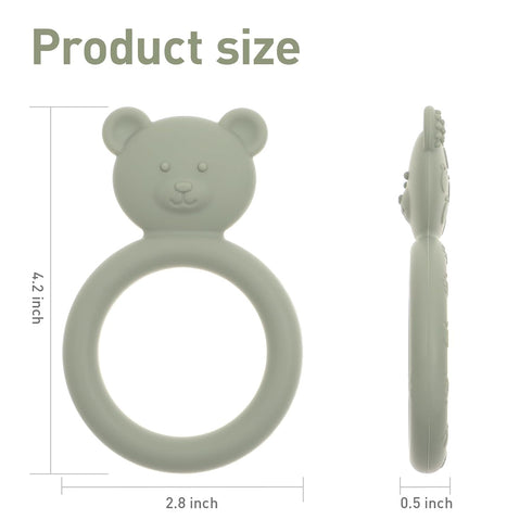 Silicone Baby Teether: Easy to Hold Teething Toy Ring for Babies, BPA Free (Sand + Light Grey)