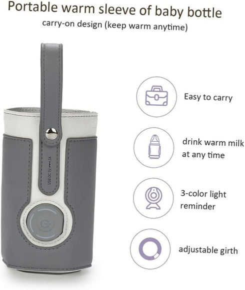 Portable Usb Bottle Warmer Bag for Breastmilk Adjustable Temperature Control for Outdoor Travel Keeps Warm Compatible