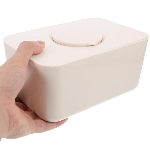 Kisangel Sealed Silicone Wet Wipes Dispenser Box with Lid Beige Tissue Holder for Home and Car, Moisture-Proof