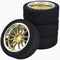 4Pcs On-Road Foam Tires & 9003 Wheel Rims 12mm Hex for HSP HPI RC Racing Car Toy, Gold