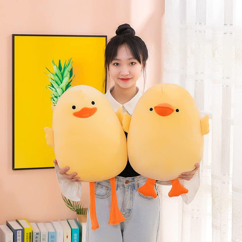 Plush Duck Stuffed Animal - 15.7in Long-Legged Yellow Duckling Soft Toy for Kids and Friends