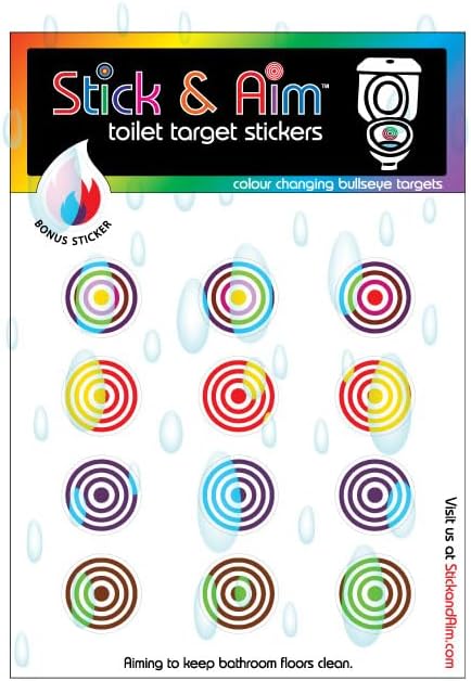 Color Change Bullseye Toilet Target Stickers with Applicator Tool for Potty Training & Toilet Training. Color Changing