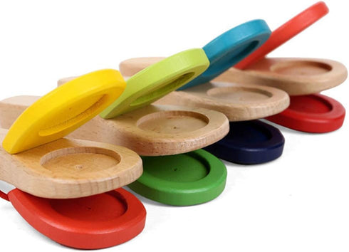 Toyvian Kids Wooden Toys - Musical Wooden Castanet Clapper - Educational Early Learning Percussion Instruments