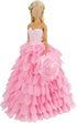 BARWA Princess Evening Party Clothes Outfit Set for 11.5 inch Doll with Hat, Pink Wedding Dress