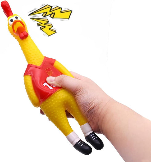 14inch POPLAY Rubber Chicken Grade Latex Squeeze Chicken Prank Novelty Pet Toys for All Age Groups Gift for Children