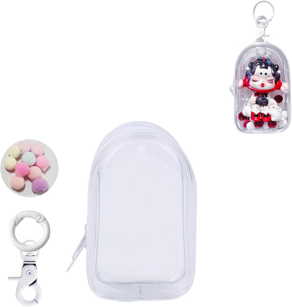 Clear Doll Display Bag - Keychain Portable Hanging Figure Storage, Dustproof Collectibles Display Case