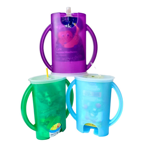 Flipping Holder Squeeze Proof Food Pouch Holder for Toddlers, Babies, Kids, Mess Free No Squeeze Juice Box Drink