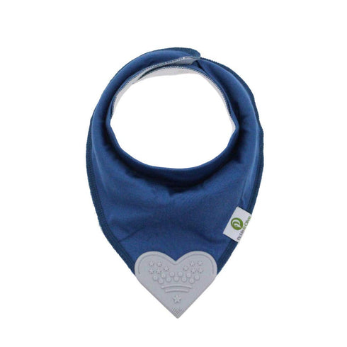 Set 4 Pickle & Olive Baby Bandana Teething Bibs with Attached Silicone Teether - Of -Solid Blues
