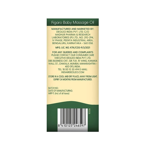 Generic 100 Ml Figaro Baby Massage Oil With Goodness Of Natural Olive Oil Enriched With Vitamin E, Dermatologically