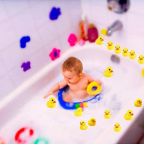 CICITOYWO 10pcs Yellow Rubber Ducks, Preschool Bath Toys Bathtub Floating Squeaky Duckies Gift for Baby Shower Infants