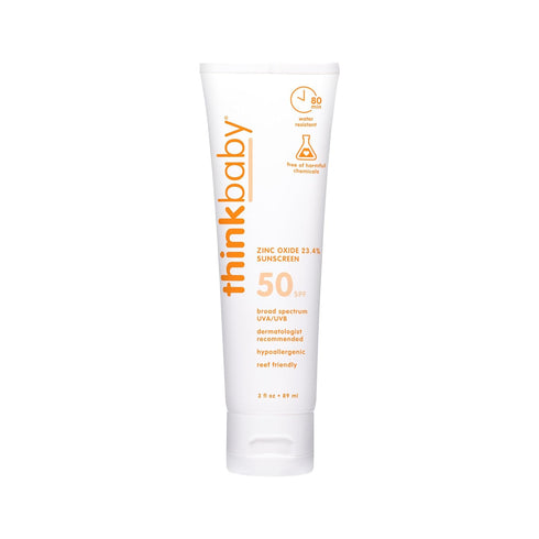 Thinkbaby SPF 50+ Baby Mineral Sunscreen, Safe, Natural Sunblock for Babies, Water Resistant, 3 Oz.