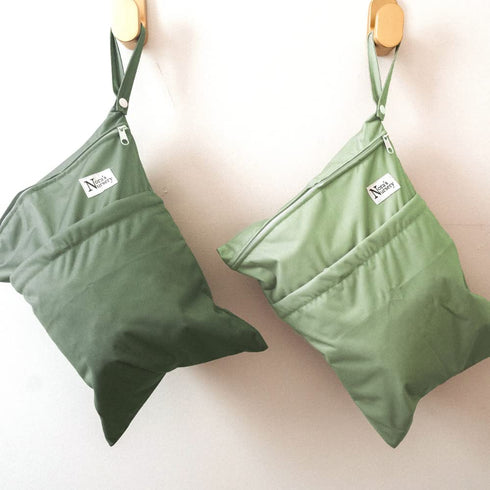Swimming, 11x15, 2-Pack Nora's Nursery Wet Dry Bags with Two Zippered Pockets - Reusable and Washable for Travel