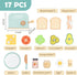 Set, 17PCS Playset, Wooden Pop up Toaster Play Kitchen Play Food Accessories for Toddlers Early Learning,Pretend Play