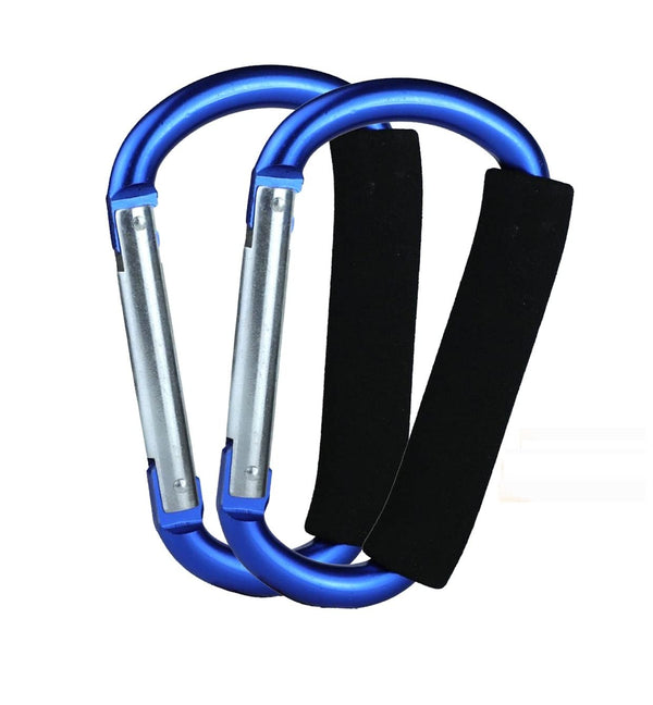 Baby Stroller Hooks, 2 pcs Carabiner Organizer for Hanging Purses, Diaper Bag, Shopping Bags (Blue)