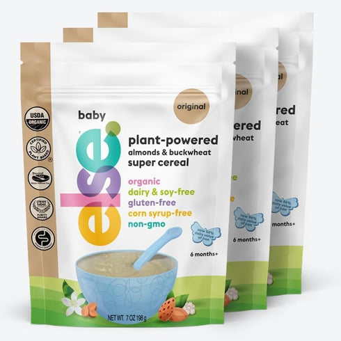 Else Nutrition Baby Cereal Stage 1 for 6 Months+, High Iron, Plant Protein, Organic, 3 Pack