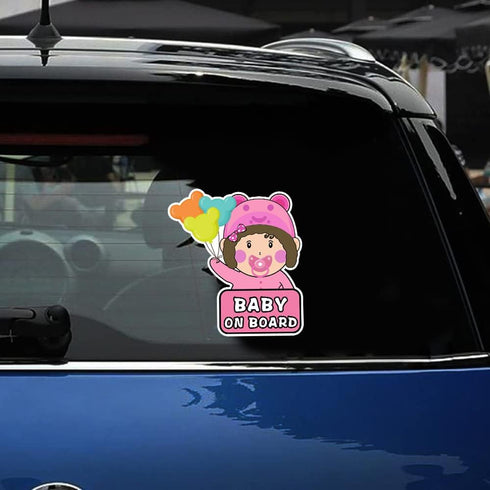 Cartoon Baby on Board Car Sticker Cute Baby and Balloon Kids on Board Car Window Bumper Decal Waterproof Vinyl Baby