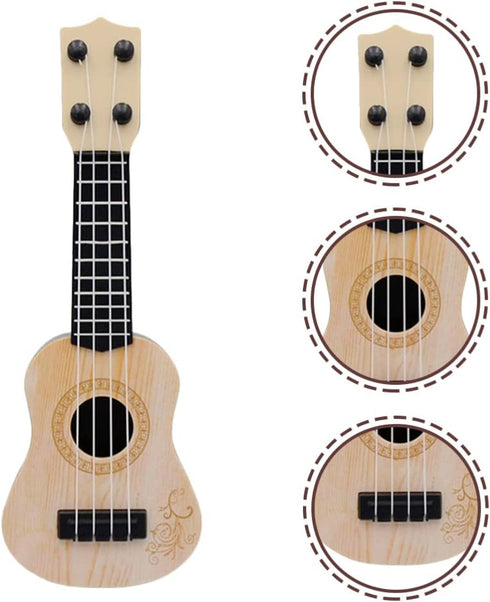 Kisangel 1pc Wooden Kids Ukulele Toy, Toddler Guitar Classical Instrument for Preschool Children, Beige