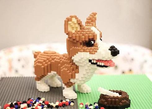 Animal Corgi Dog and Food Micro Building Blocks Set (1860PCS) - Gift for Adults and Kids