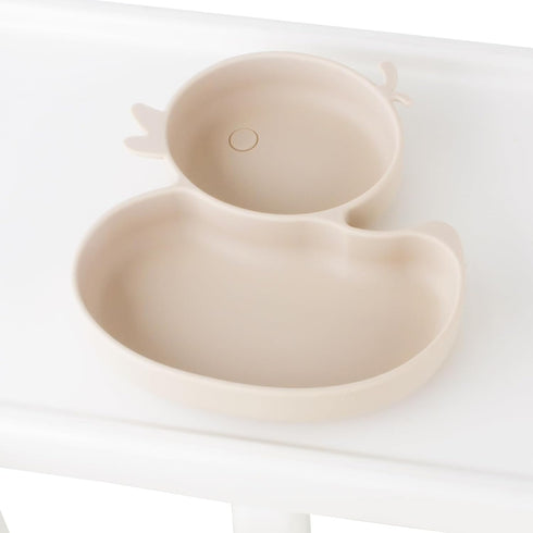 Baby Suction Plate, Silicone Toddler Weaning Plate with Strong Suction, Divided Dish with Fork and Spoon