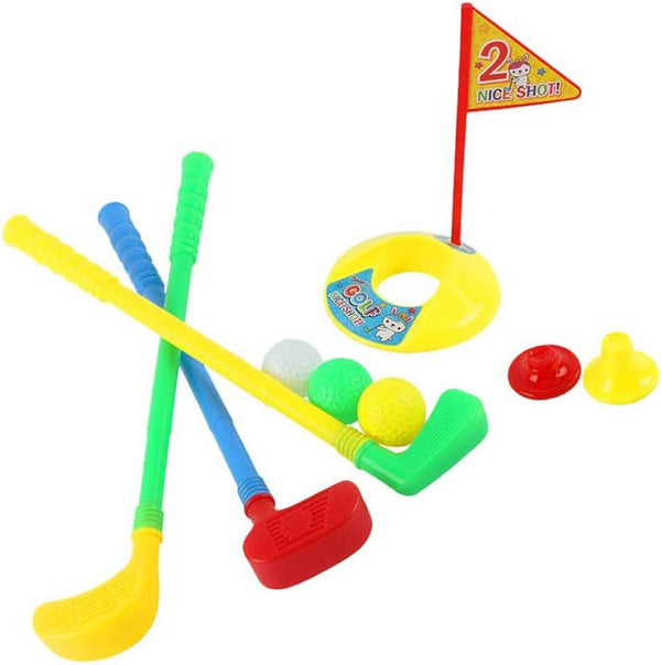 BinaryABC Plastic Golf Clubs Set Toy Golf Kit, Educational Golf Toys Sets for Children (Random Color)
