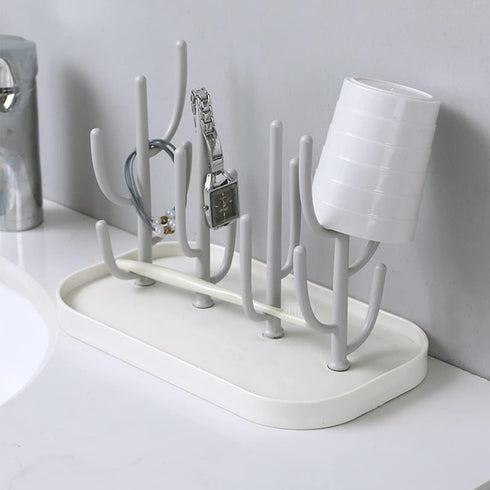 Baby Essentials Bottle Drying Rack, Detachable Holder for Nipples, Cups, Pump Parts, and Accessories (Gray)