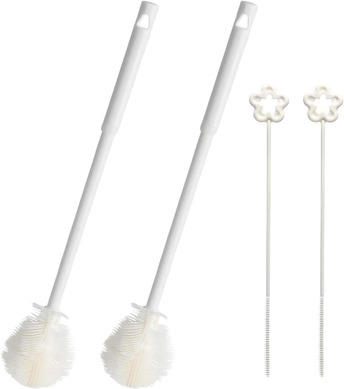 Nievajio 2 Pieces Flexible Silicone Bottle Brush with Long Handle, Long Handle Water