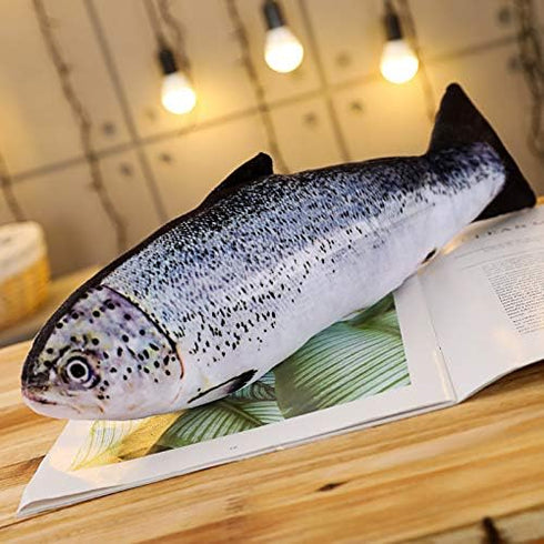 JULAN 3D Giant Soft Fish Cushion Pillow - 31 Inch Salmon Plush Toy for Home Decoration Gift