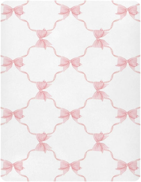 KICPOAY 39 27 Fitted Crib Sheets Trellis Bow Pink Checkered Stretchy Portable Playard Sheets for Baby Toddler