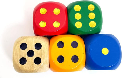 SmartDealsPro Set of 5 Random Color Large 1 1/5" Round Edge Wooden