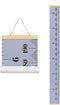Kids Growth Chart - Wood Frame Fabric Canvas Height Measurement Ruler, 7.9 x 79in, Gray