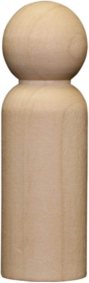 Jumbo Dad 50 Pack, 3-9/16 inch Unfinished Wood Peg Dolls for Crafting Projects