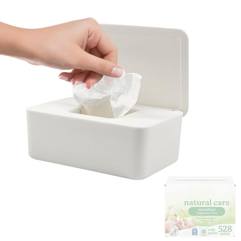 Eiszhjk Wipes Dispenser, Refillable Wipes Container Compatible with Huggies, Wipe Holder Keeps Clean,