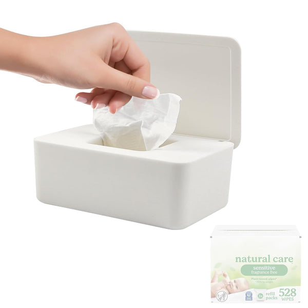 Eiszhjk Wipes Dispenser, Refillable Wipes Container Compatible with Huggies, Wipe Holder Keeps Clean,