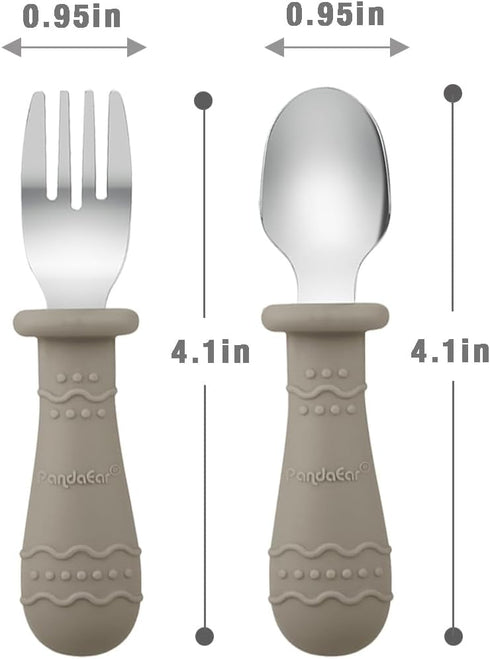 PandaEar Toddler Utensils, 6 Pack Kids Silverware Set - 18/8 Stainless Steel & Food Grade Silicone Spoons and Forks