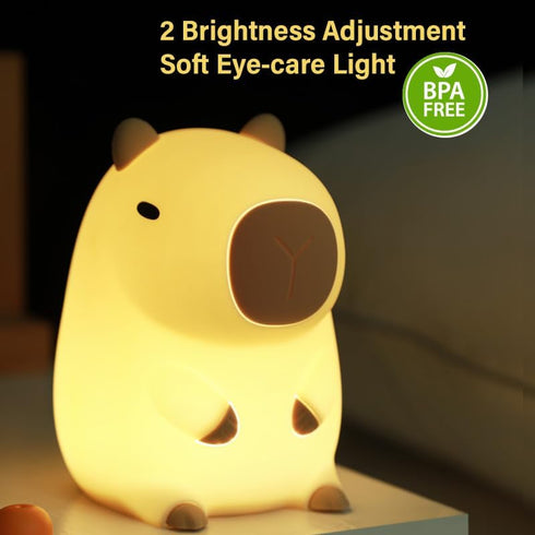 Bestfaith 2 Dimmable Cute Capybara Night Light, LED Squishy Night Lamp, Levels Nursery Nightlight, Rechargeable Touch