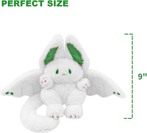 PEACH CAT Cute Bat Bunny Plush Pillow, Kawaii Rabbit Stuffed Animal for Kids, White 9"