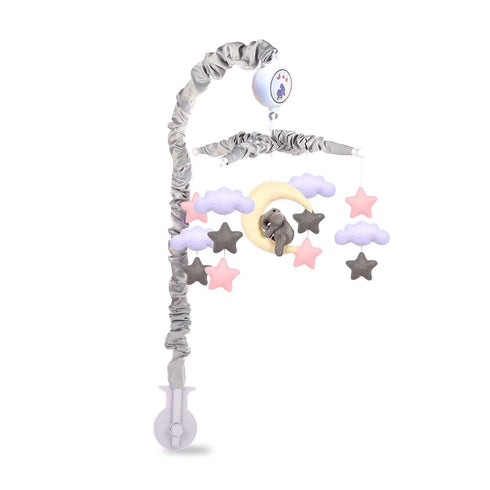 12 Baby Crib Mobile with Elephants, Clouds and Stars,Baby Mobile Musical Crib Mobile Music Box with Lullabies (Elephant
