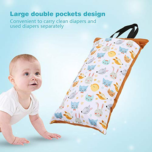 Waterproof,Reusable(EF160) Large Hanging Wet/Dry Pail Bag for Cloth Diaper,Inserts,Nappy, Laundry with Two Zippered