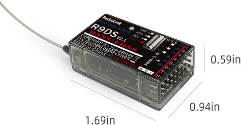 R9DS 10 2.4GHz AT9/AT9S/AT9S Pro/AT10II/AT10 Radiolink Channels RC Receiver SBUS/PWM Long Range Control