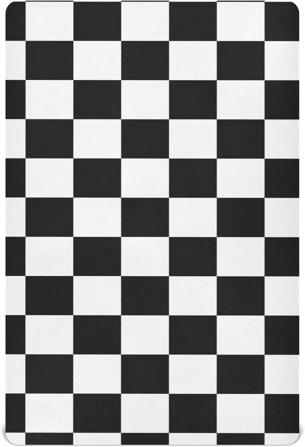 Emelivor Checkerboard Plaid Crib Sheets for Boys Girls Pack and Play Sheets Breathable