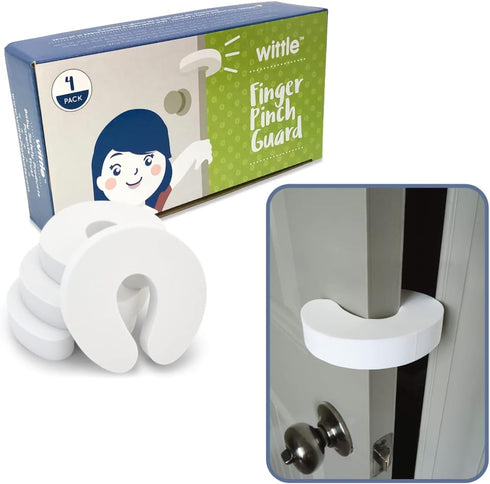Wittle Baby Proofing Door Stopper, 4pk, Soft EVA Foam Finger Pinch Guard, Prevents Injuries, White