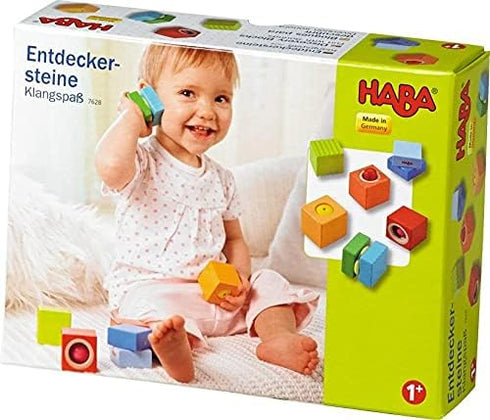 HABA Fun with Sounds Wooden Discovery Blocks for Toddlers with Acoustic Sounds, Toddler Toys for Preschool Learning