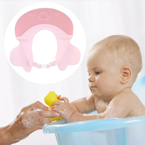 Toyvian Baby Shampoo Cap Adjustable Silicone Bath Hat with Cartoon Design Protecting Eyes and Face during Hair Wash