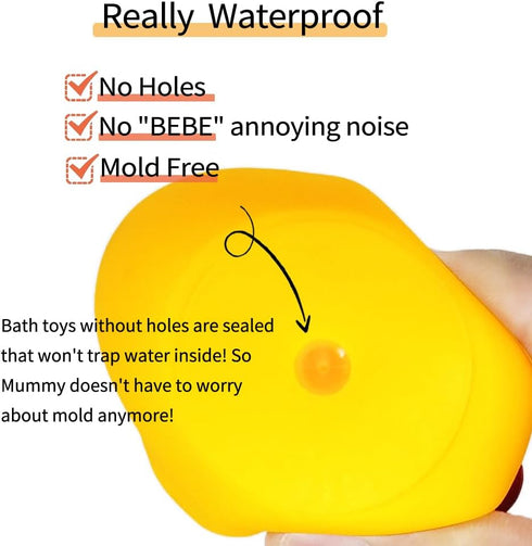 Waterproof No Squeak 20 Pcs 3 Inch Rubber Funny Yellow Ducky Duck Bath Pool Toy for Kid Shower Birthday Party