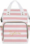 Personalized White and Pink Stripe Pattern Diaper Bag Customized Nursing Baby Daypack