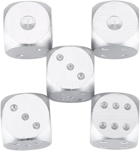 Set Set 5Pcs Set 6 Precision Aluminum Alloy Dice Solid Metal Dice Table Game Dice Poker Games Dices with Case (Silver