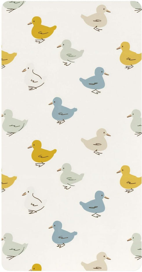 miaozhen Cotton Baby Crib Sheets Ultra Soft Mallard Duck Offwhite Toddler Bed Cover