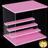 DuvinDD Acrylic Display Case for Doll Toy - Clear Countertop Showcase - Dustproof Protection - Pink (12.5" L x 10" D x